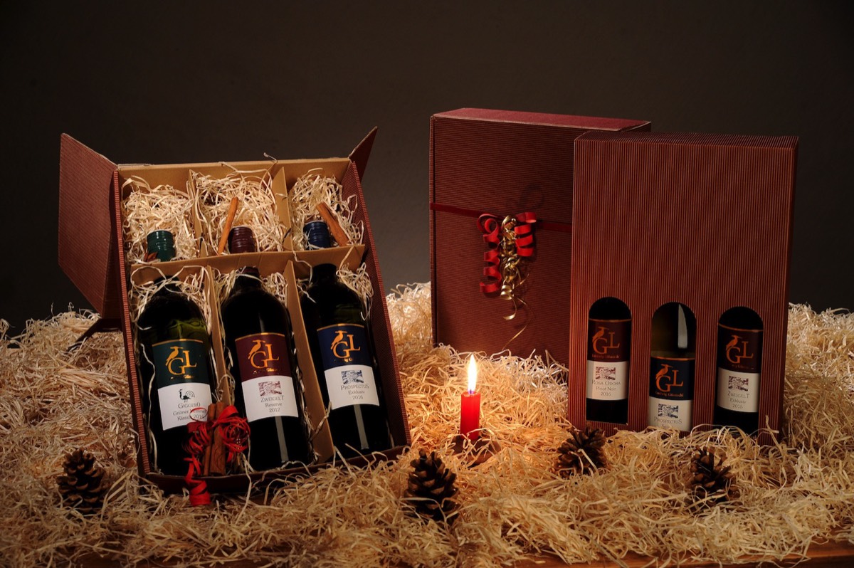 3er Geschenkverpackung – Weinkarton mit Klappdeckel