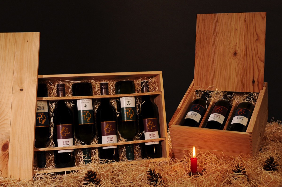 6er Holzkiste für Weinflaschen